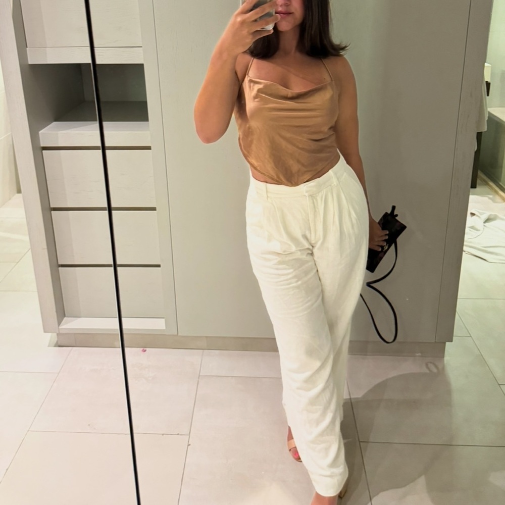 Silky Golden Backless Tie Top